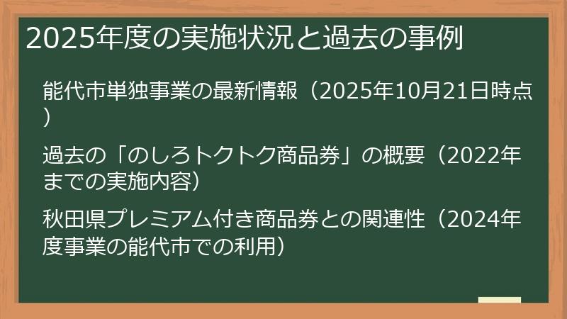 2025年度の実施状況と過去の事例