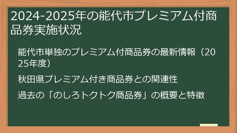 2024-2025年の能代市プレミアム付商品券実施状況