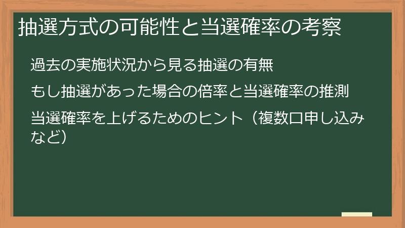 抽選方式の可能性と当選確率の考察