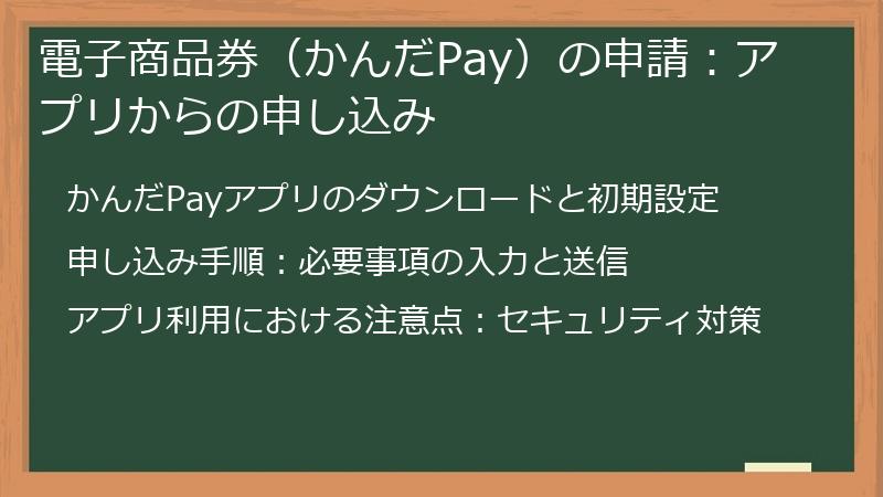 電子商品券（かんだPay）の申請：アプリからの申し込み