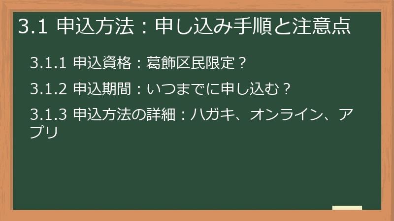 3.1 申込方法：申し込み手順と注意点