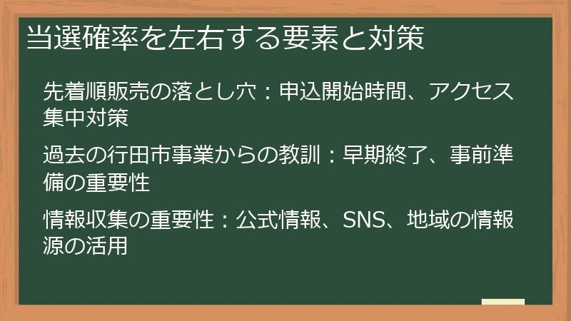当選確率を左右する要素と対策