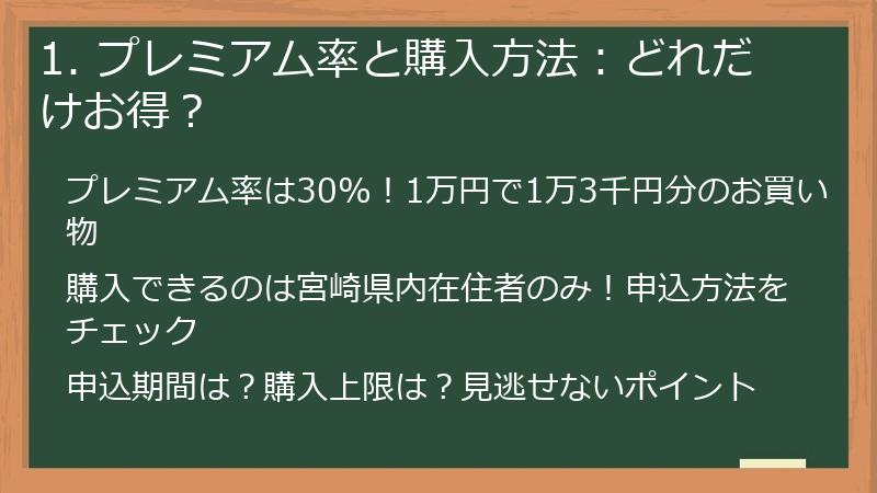 1. プレミアム率と購入方法：どれだけお得？
