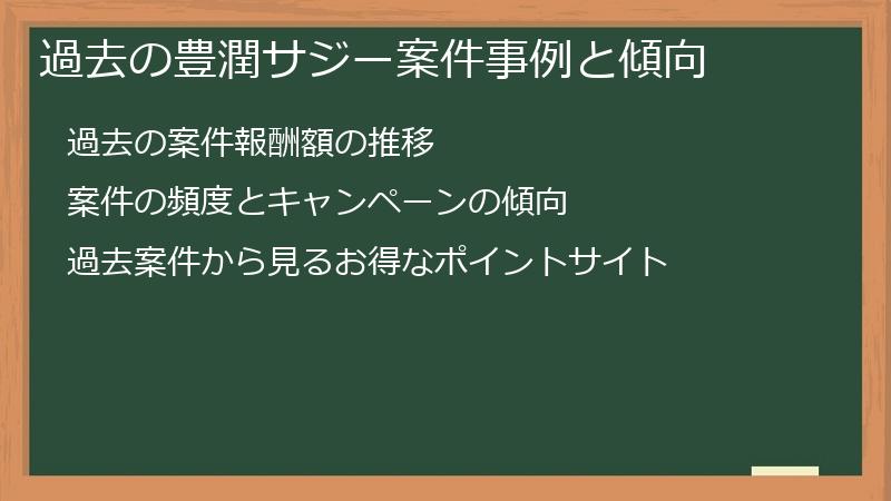 過去の豊潤サジー案件事例と傾向