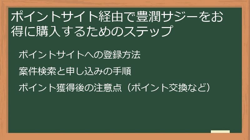 ポイントサイト経由で豊潤サジーをお得に購入するためのステップ