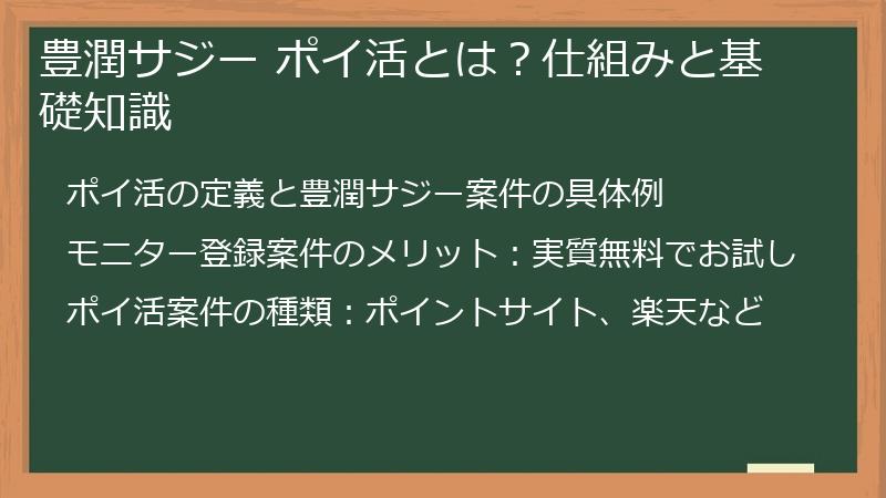 豊潤サジー ポイ活とは？仕組みと基礎知識