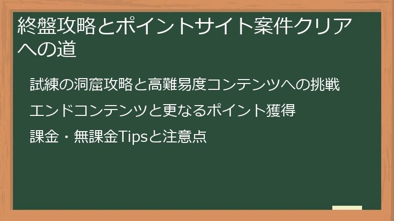 終盤攻略とポイントサイト案件クリアへの道