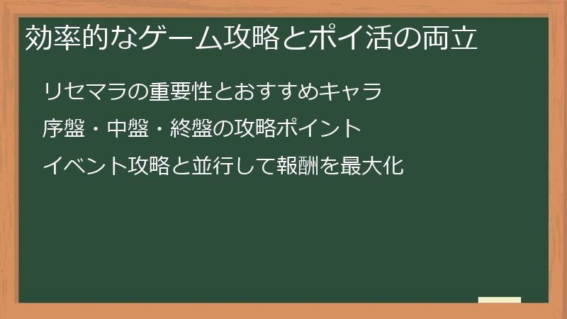 効率的なゲーム攻略とポイ活の両立