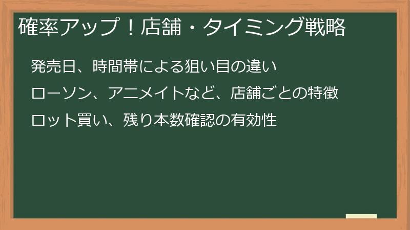 確率アップ!店舗・タイミング戦略