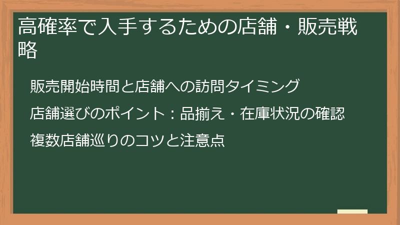 高確率で入手するための店舗・販売戦略