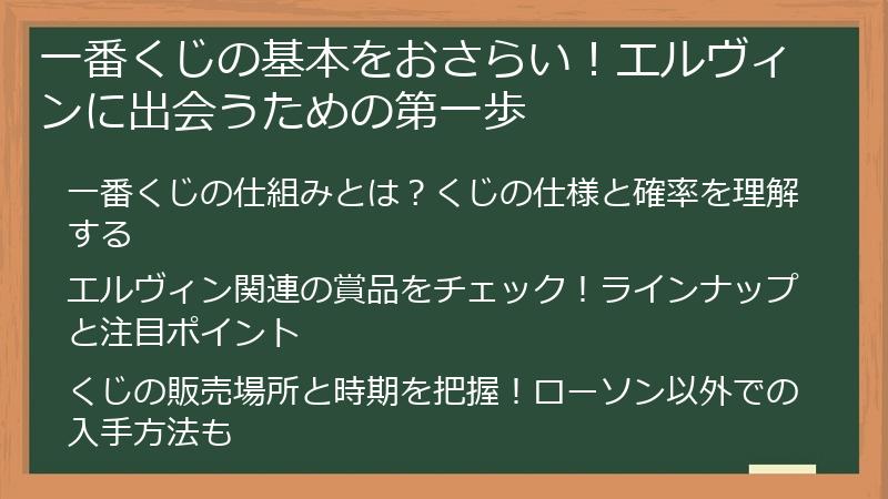 一番くじの基本をおさらい！エルヴィンに出会うための第一歩