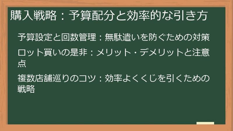購入戦略：予算配分と効率的な引き方