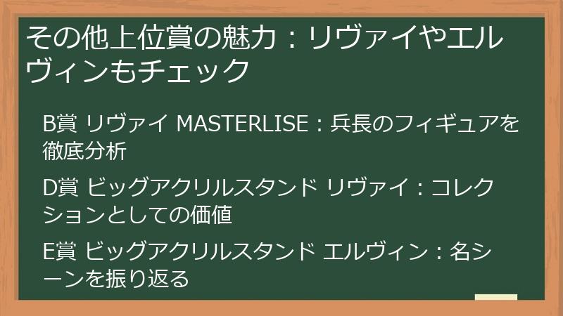 その他上位賞の魅力：リヴァイやエルヴィンもチェック