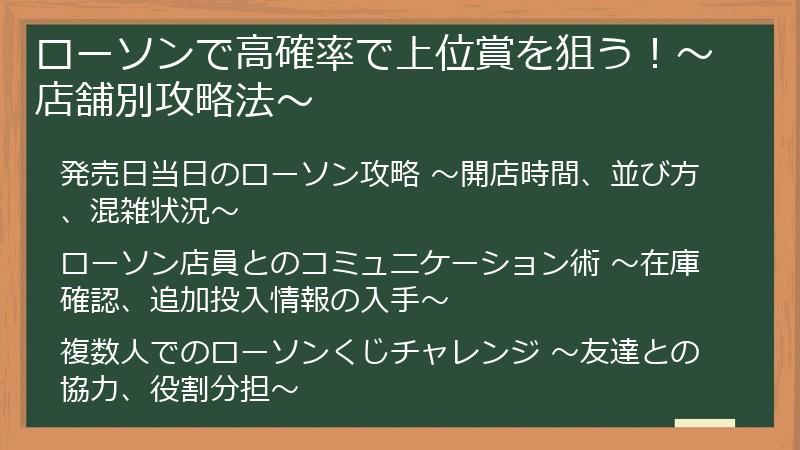 ローソンで高確率で上位賞を狙う！～店舗別攻略法～