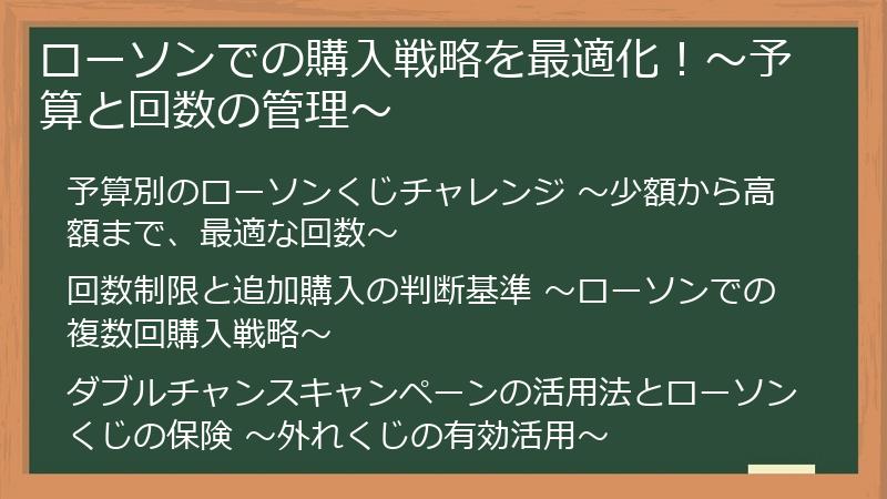 ローソンでの購入戦略を最適化！～予算と回数の管理～