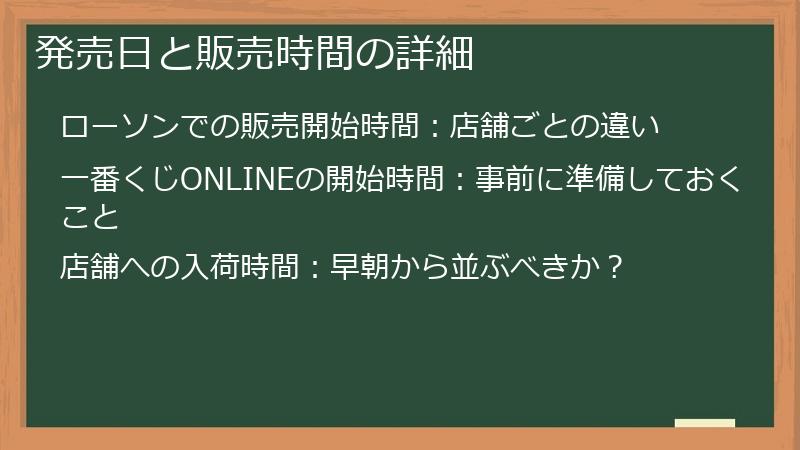 発売日と販売時間の詳細