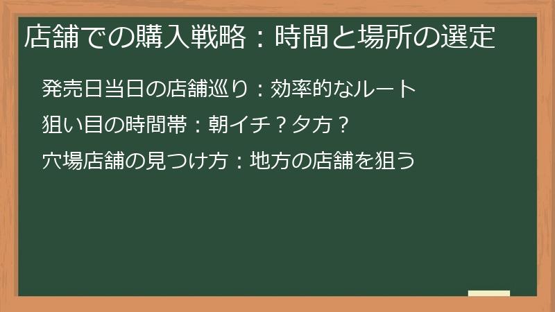 店舗での購入戦略：時間と場所の選定