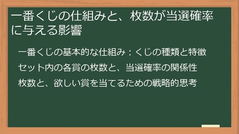 一番くじの仕組みと、枚数が当選確率に与える影響