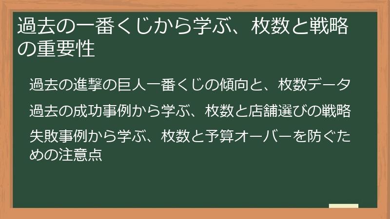 過去の一番くじから学ぶ、枚数と戦略の重要性