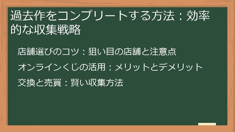 過去作をコンプリートする方法：効率的な収集戦略