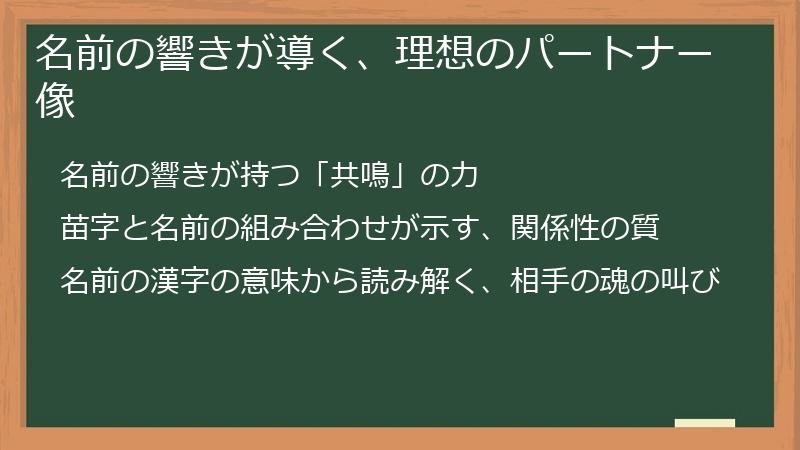 名前の響きが導く、理想のパートナー像