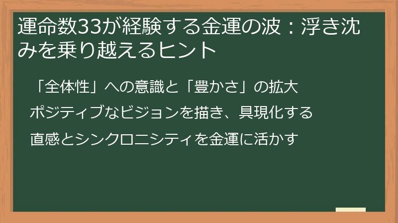 運命数33が経験する金運の波：浮き沈みを乗り越えるヒント