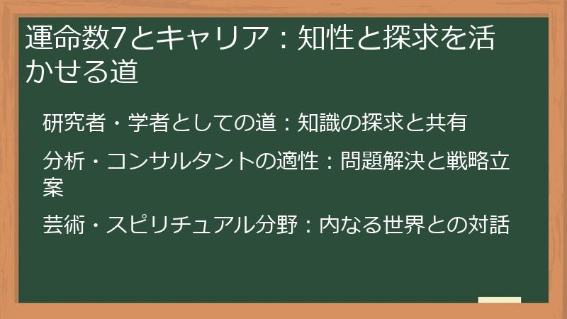 運命数7とキャリア：知性と探求を活かせる道