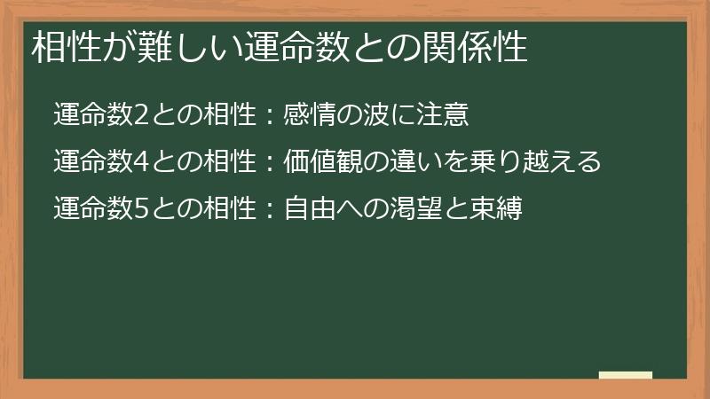 相性が難しい運命数との関係性