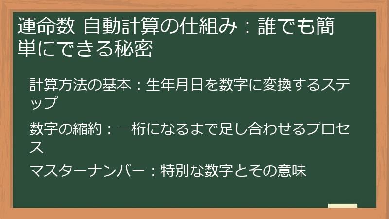 運命数 自動計算の仕組み：誰でも簡単にできる秘密