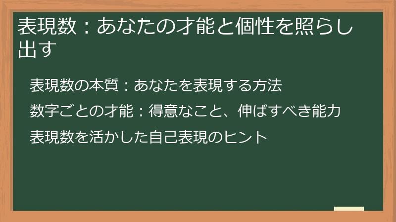 表現数：あなたの才能と個性を照らし出す