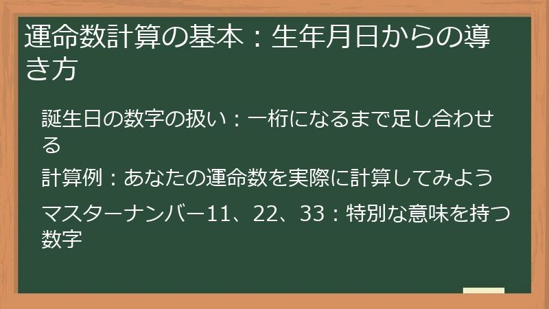 運命数計算の基本：生年月日からの導き方