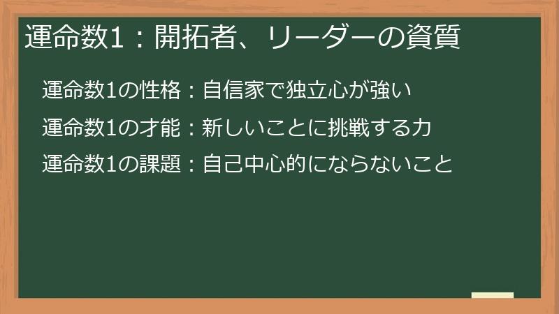 運命数1：開拓者、リーダーの資質