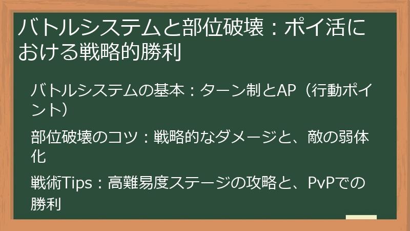 バトルシステムと部位破壊：ポイ活における戦略的勝利