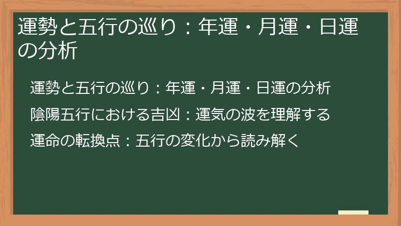 運勢と五行の巡り：年運・月運・日運の分析