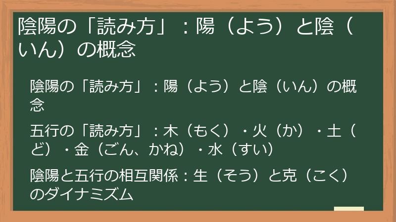 陰陽の「読み方」：陽（よう）と陰（いん）の概念