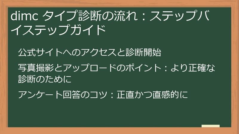 dimc タイプ診断の流れ：ステップバイステップガイド