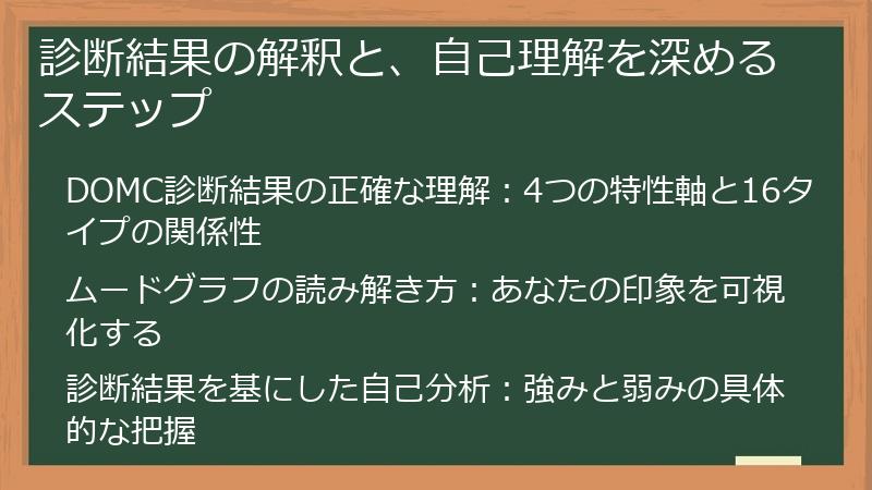 診断結果の解釈と、自己理解を深めるステップ