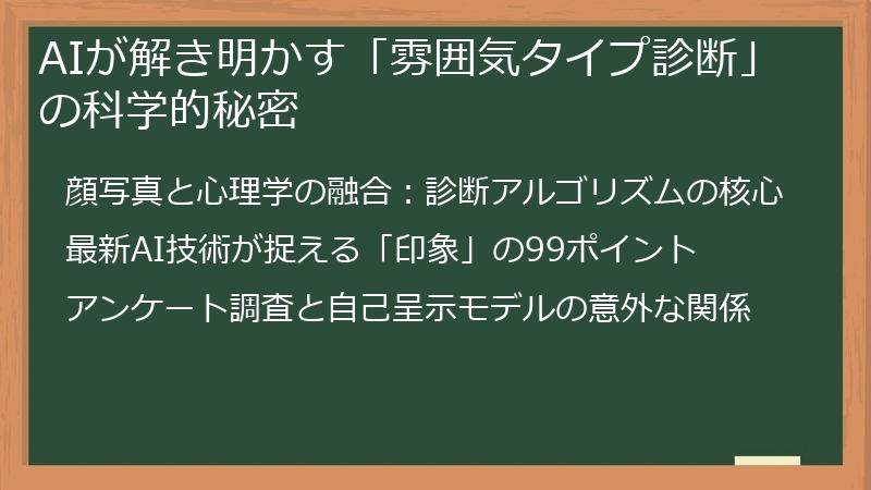 AIが解き明かす「雰囲気タイプ診断」の科学的秘密