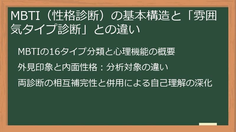 MBTI（性格診断）の基本構造と「雰囲気タイプ診断」との違い