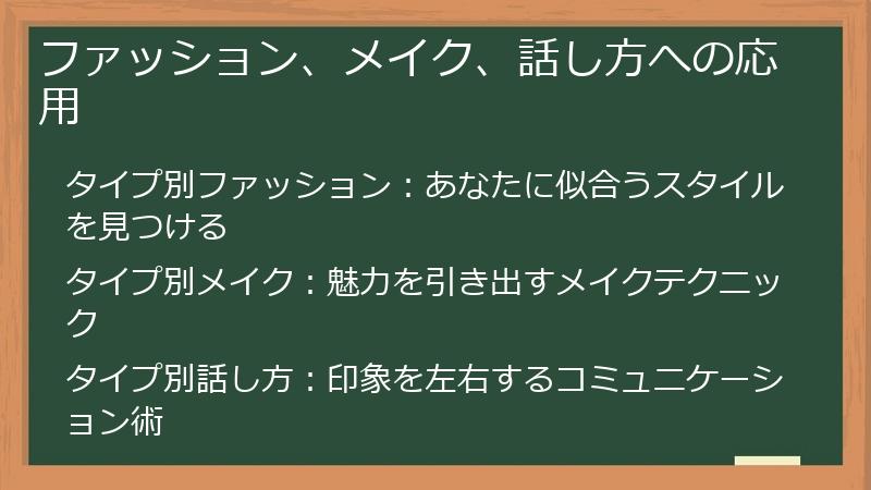 ファッション、メイク、話し方への応用