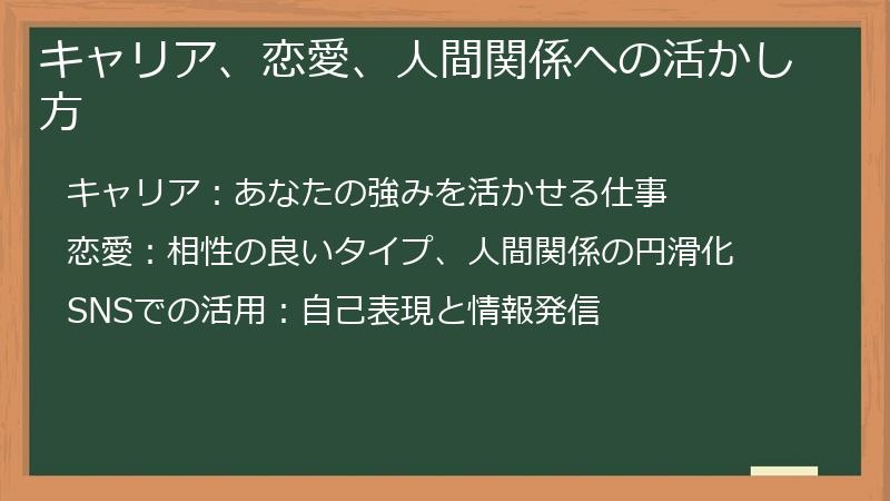 キャリア、恋愛、人間関係への活かし方