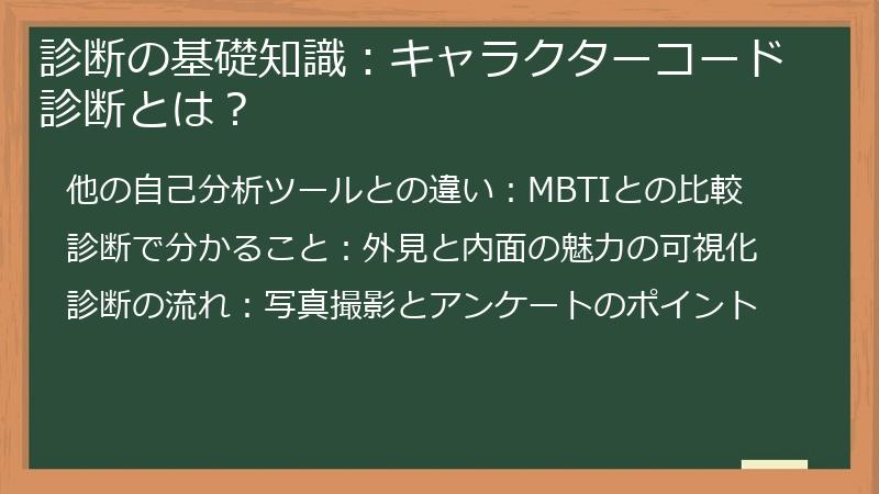 診断の基礎知識：キャラクターコード診断とは？