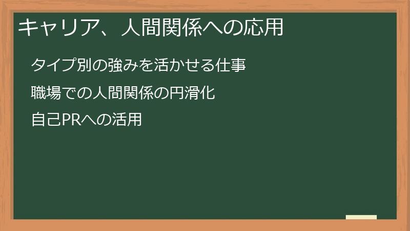 キャリア、人間関係への応用