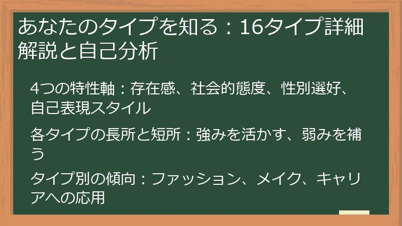 あなたのタイプを知る：16タイプ詳細解説と自己分析