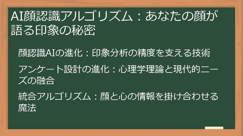 AI顔認識アルゴリズム：あなたの顔が語る印象の秘密