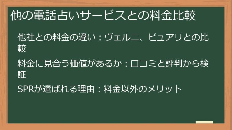 他の電話占いサービスとの料金比較