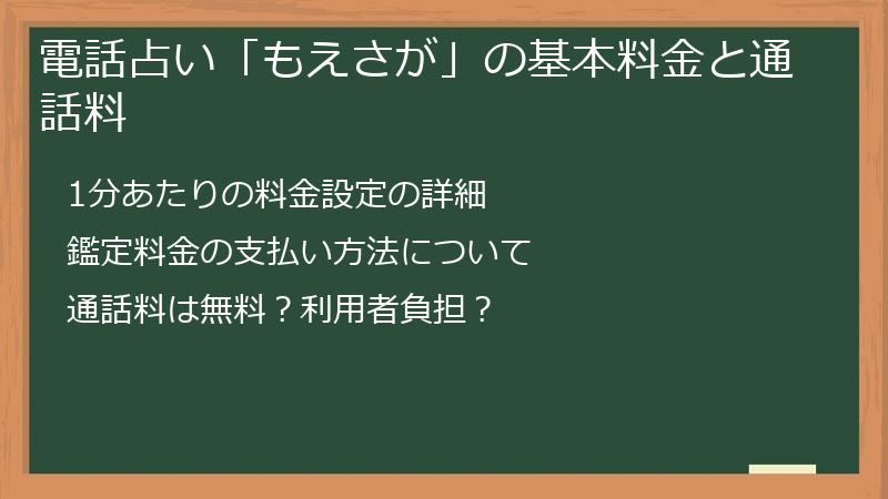 電話占い「もえさが」の基本料金と通話料