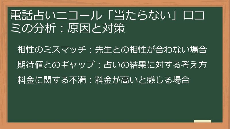 電話占いニコール「当たらない」口コミの分析:原因と対策