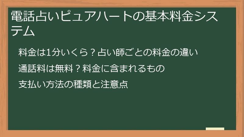電話占いピュアハートの基本料金システム