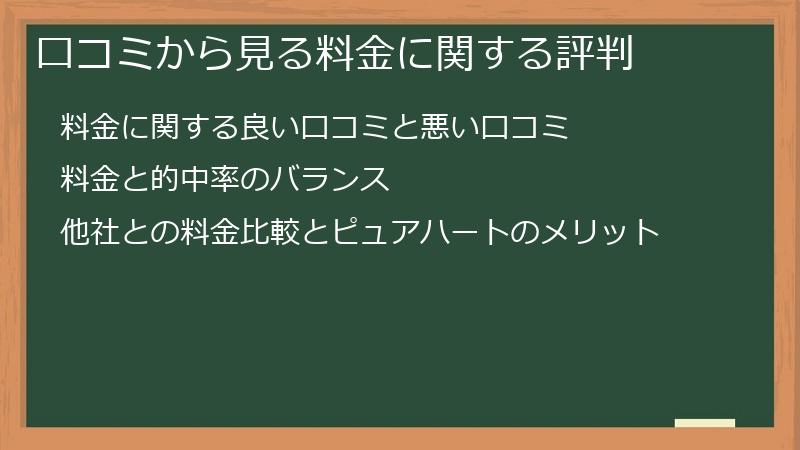 口コミから見る料金に関する評判